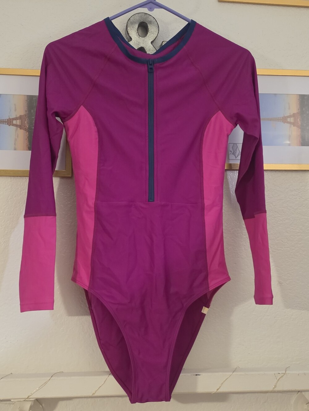 Summersalt Longshore Long-Sleeve Swimsuit Size 6 Magenta Pink Built In Bra